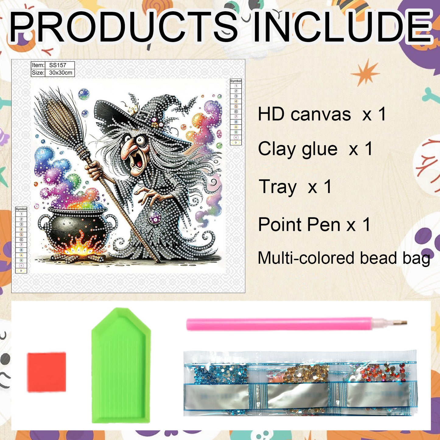 Halloween Skeleton Witch - Special Shaped Drill Diamond Painting 30*30CM