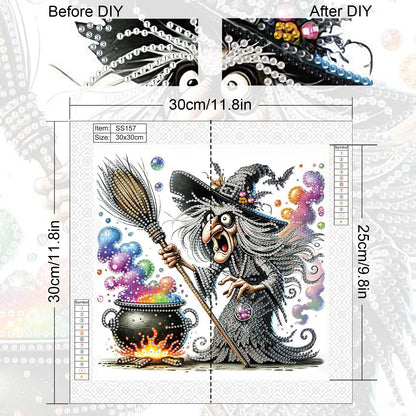 Halloween Skeleton Witch - Special Shaped Drill Diamond Painting 30*30CM