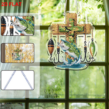 Cross 2D/Flat DIY Acrylic Special Shape Hanging Diamond Art Kits Wall Door Decor