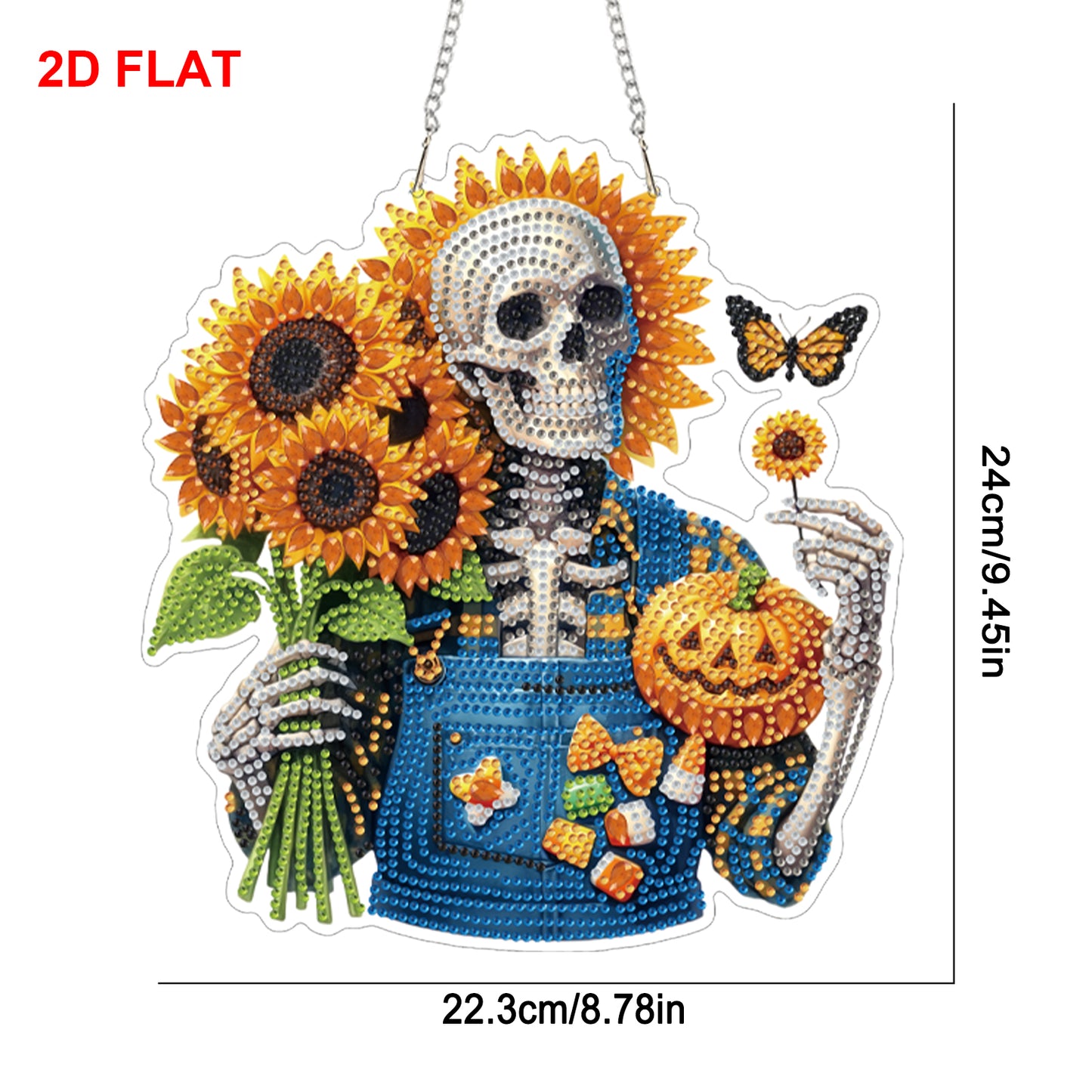 Skull 2D/Flat DIY Acrylic Special Shape Hanging Diamond Art Kits Wall Door Decor