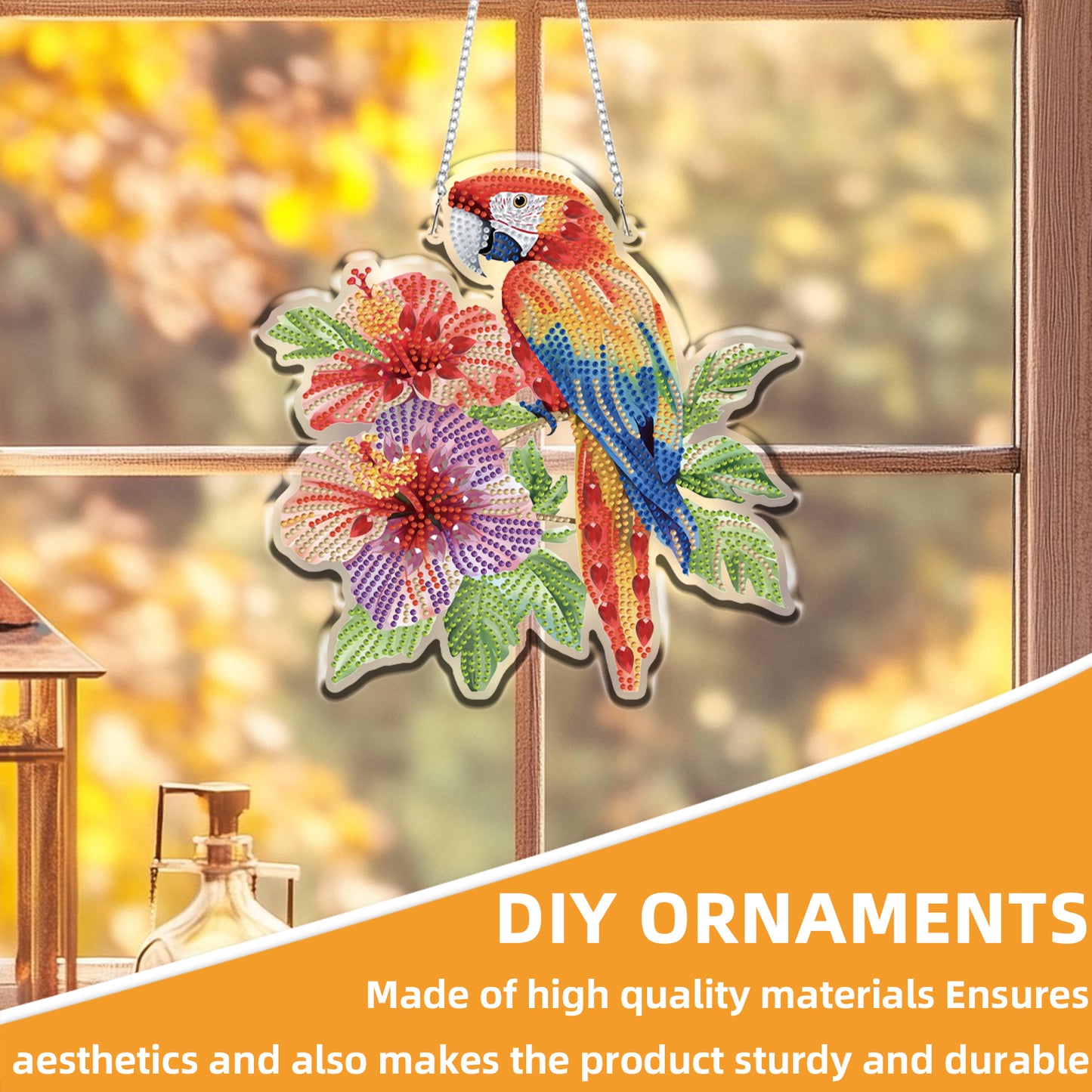 Parrot 2D/Flat DIY Acrylic Special Shape Hanging Diamond Art Kits Wall Decor