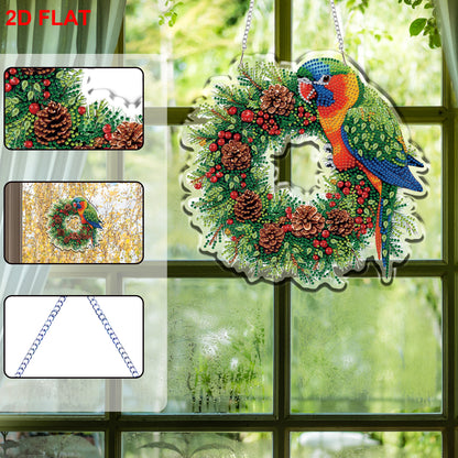 Xmas Parrot 2D/Flat DIY Acrylic Special Shape Hanging Diamond Art Kit Wall Decor