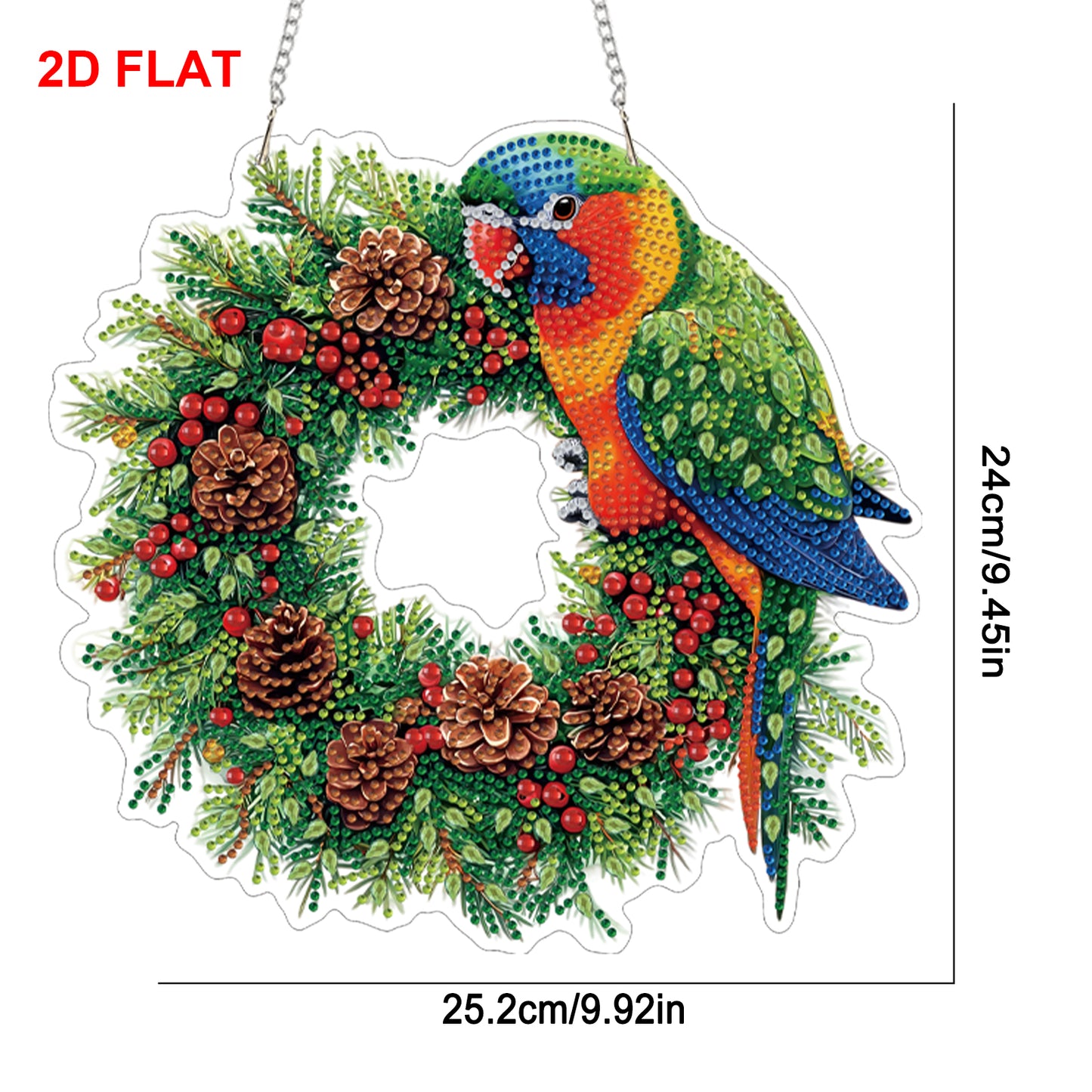 Xmas Parrot 2D/Flat DIY Acrylic Special Shape Hanging Diamond Art Kit Wall Decor
