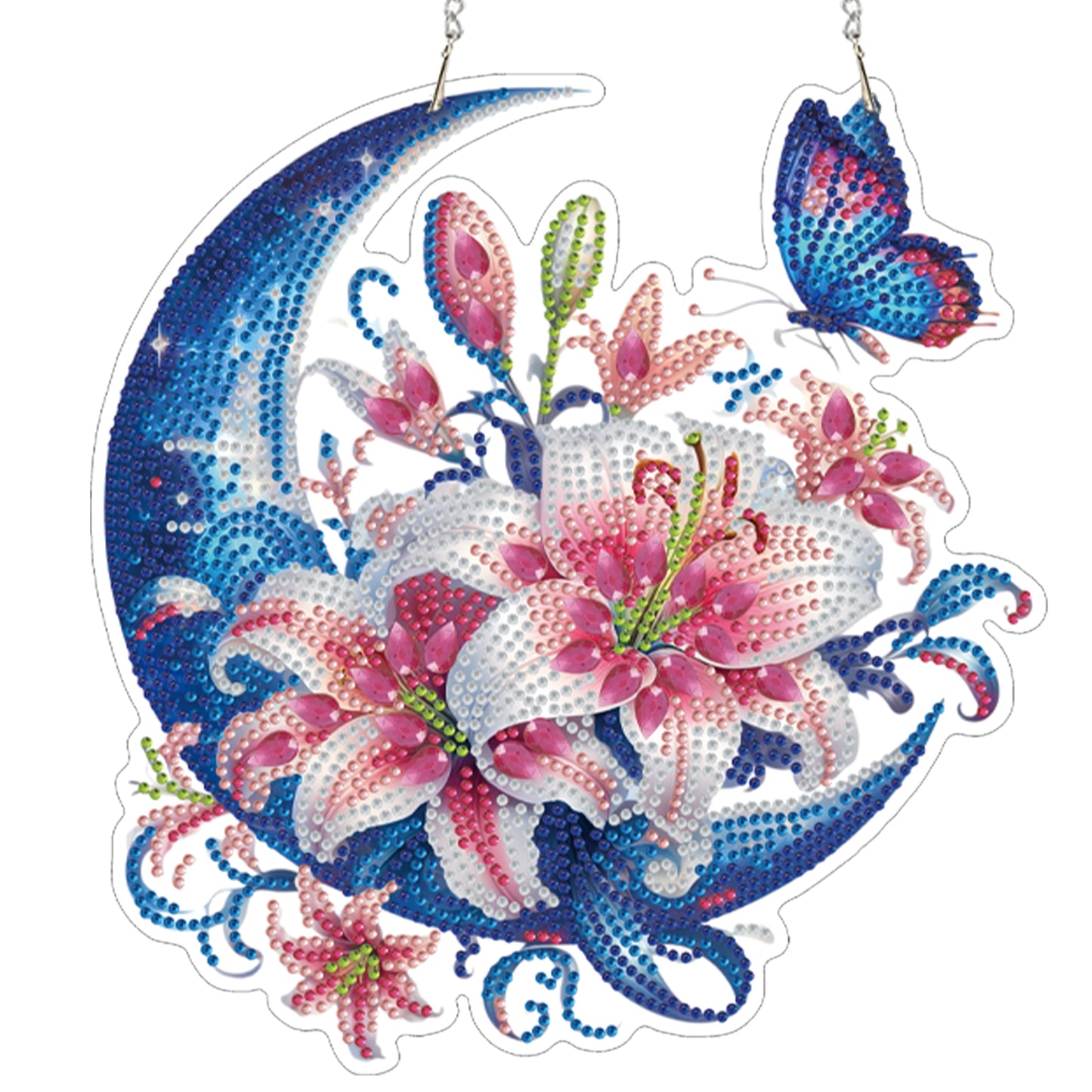 Moon Lilies 2D/Flat DIY Acrylic Special Shape Hanging Diamond Art Kit Wall Decor