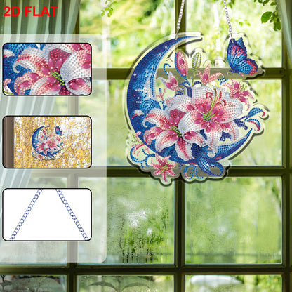 Moon Lilies 2D/Flat DIY Acrylic Special Shape Hanging Diamond Art Kit Wall Decor