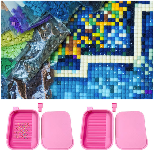 Diamond Painting Tray Organizer Diamond Art Tray for DIY Crafts (Pink White)
