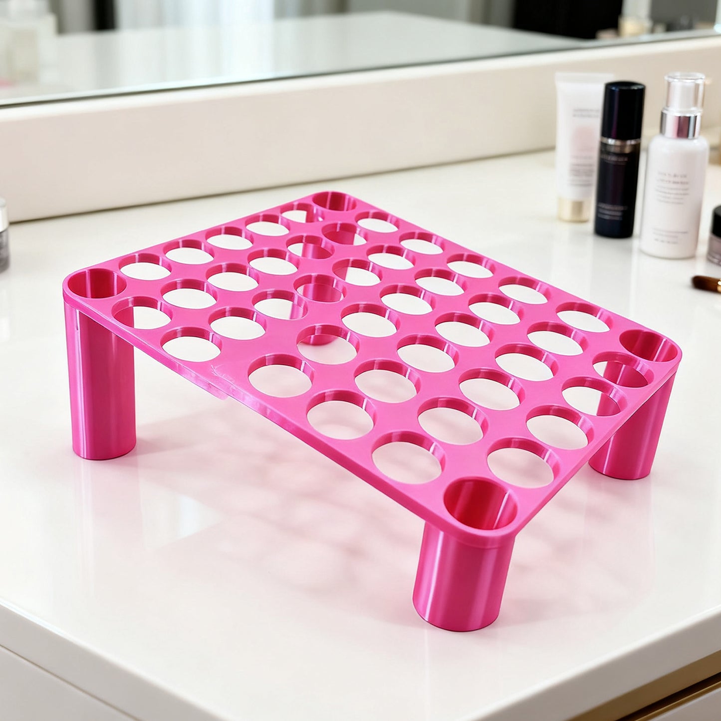 56 Grid Diamond Painting Can Organizer High Low Foot Storage Rack Tool (Pink)