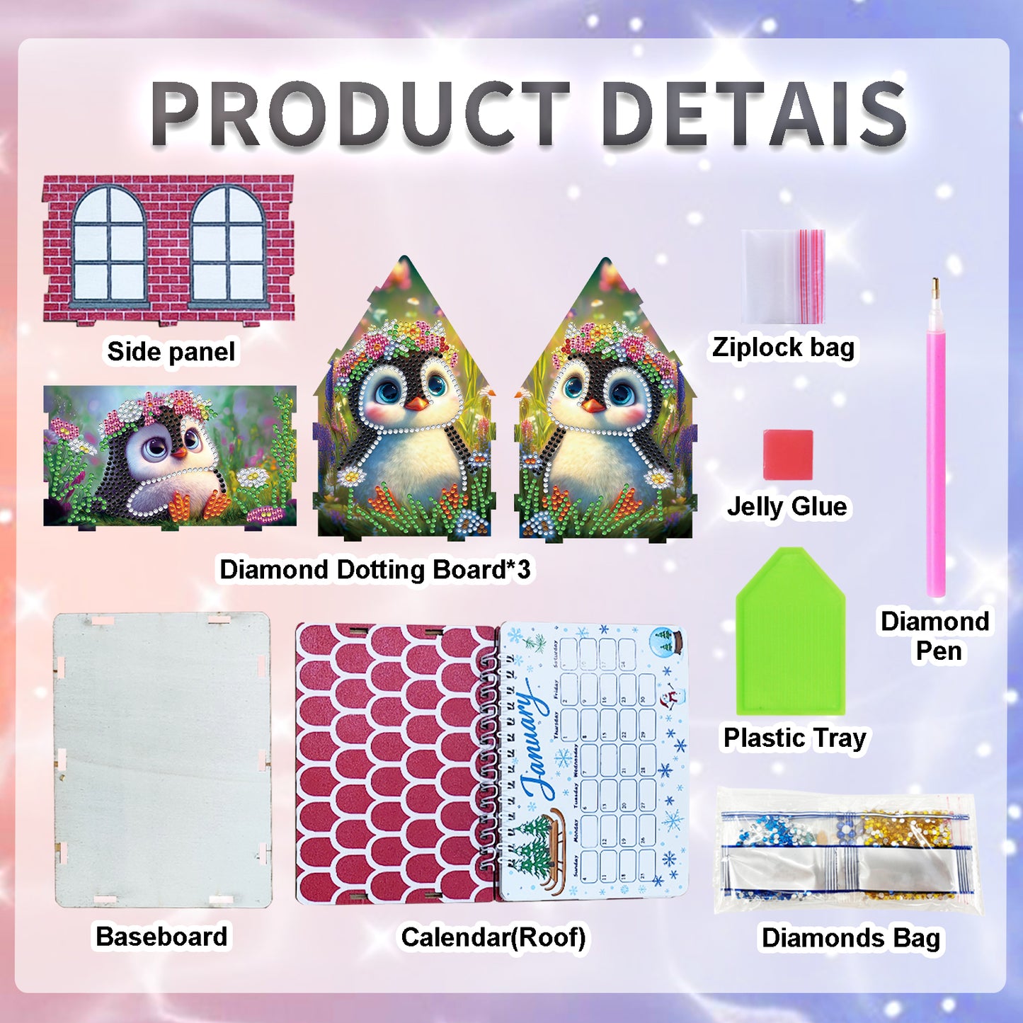 5D/DIY Calendar Crystal Painting Desk Calendars Kit Home Decoration (Dragonfly)