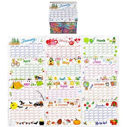 5D/DIY Calendar Crystal Painting Desk Calendars Kit Home Decoration (Dragonfly)
