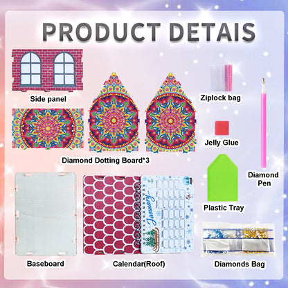5D/DIY Calendar Crystal Painting Desk Calendars Kit Home Decorations (Mandala)