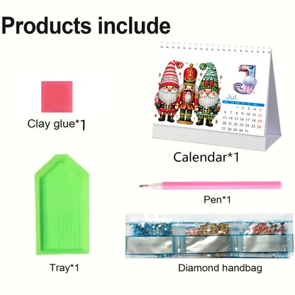 2026 Calendar Diamond Painting Kit Christmas Gnome DIY Diamond Art Desk Calendar