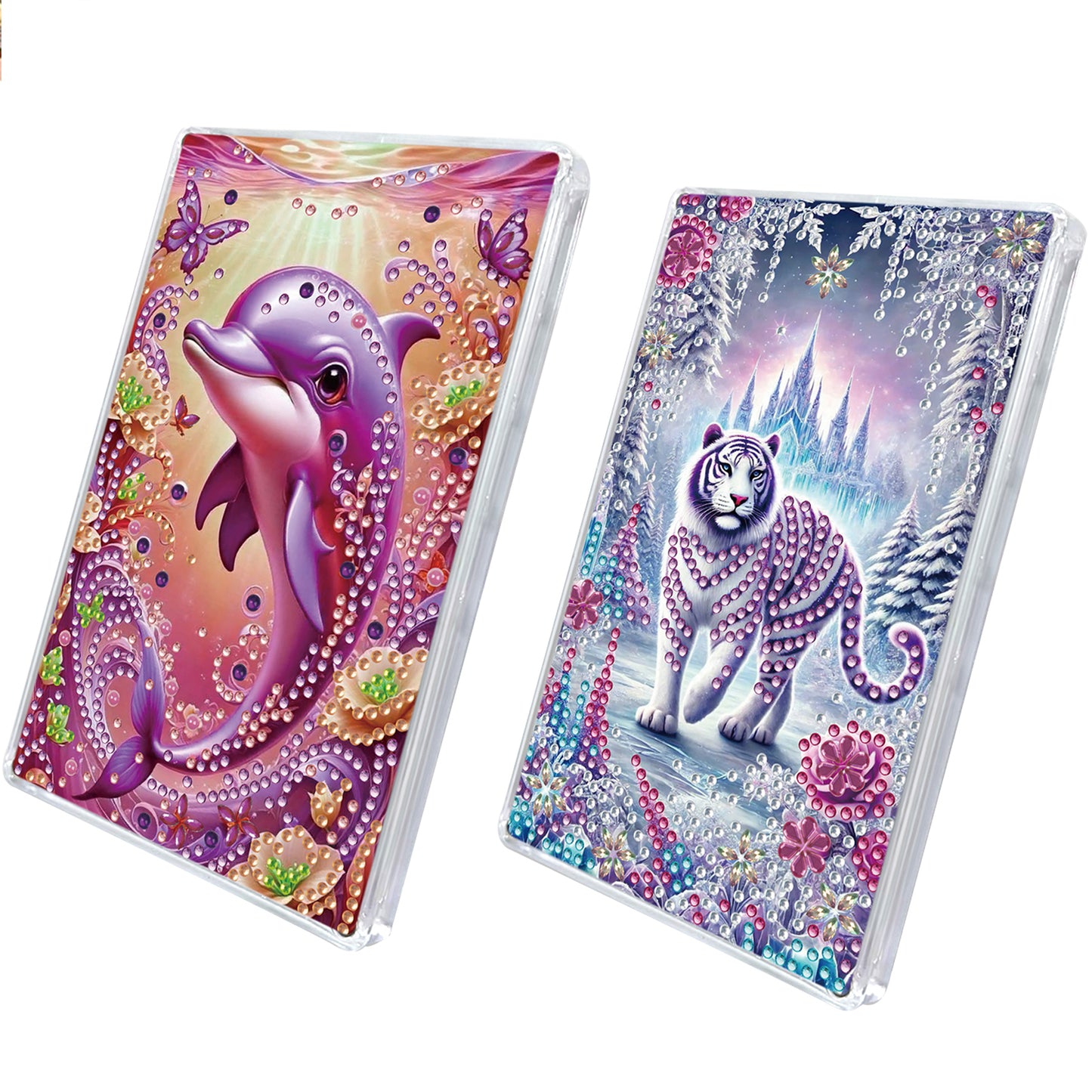2pcs DIY 5D Diamond Painting Acrylic Jewelry Box Kit Gift for Adults (Animal A)