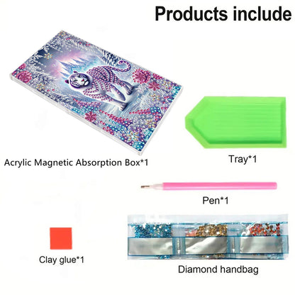 2pcs DIY 5D Diamond Painting Acrylic Jewelry Box Kit Gift for Adults (Animal A)