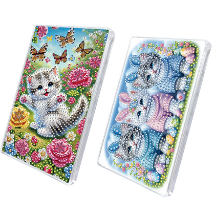 2pcs DIY 5D Diamond Painting Acrylic Jewelry Box Kit Gift for Adults (Cat)