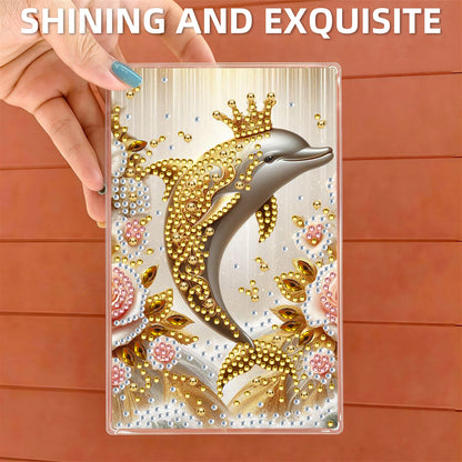 2pcs DIY 5D Diamond Painting Acrylic Jewelry Box Kit Gift for Adults (Whale)