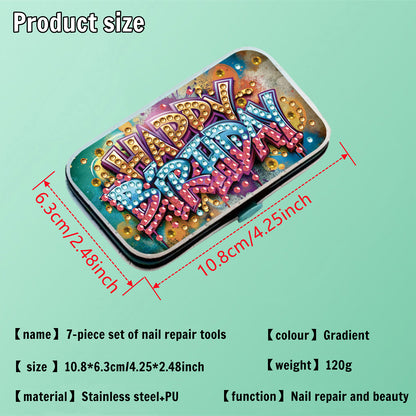 Birthday Diamond Painting Nail Art Bag Set Includes 7 Professional Tools