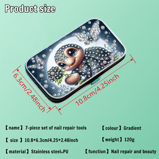 Turtle Theme Diamond Painting Nail Art Bag Set Includes 7 Professional Tools