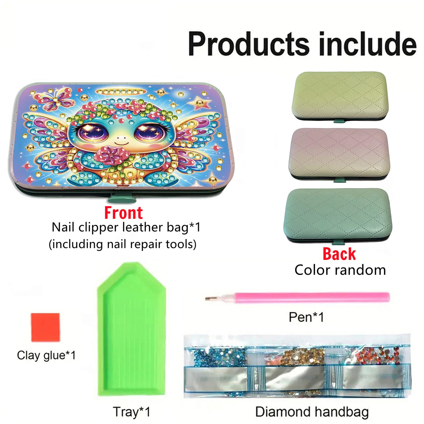 Turtle Theme Diamond Painting Nail Art Bag Set Includes 7 Professional Tools