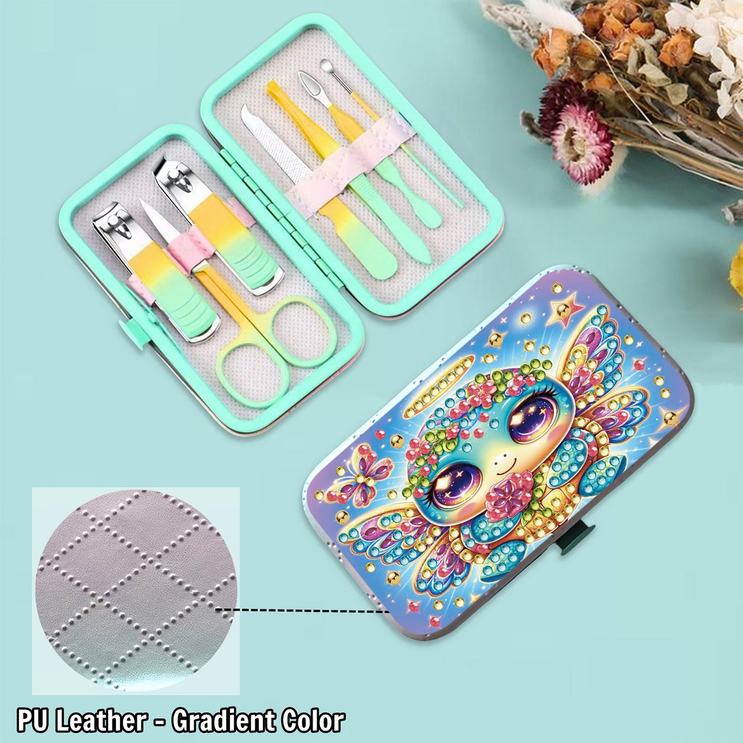 Turtle Theme Diamond Painting Nail Art Bag Set Includes 7 Professional Tools