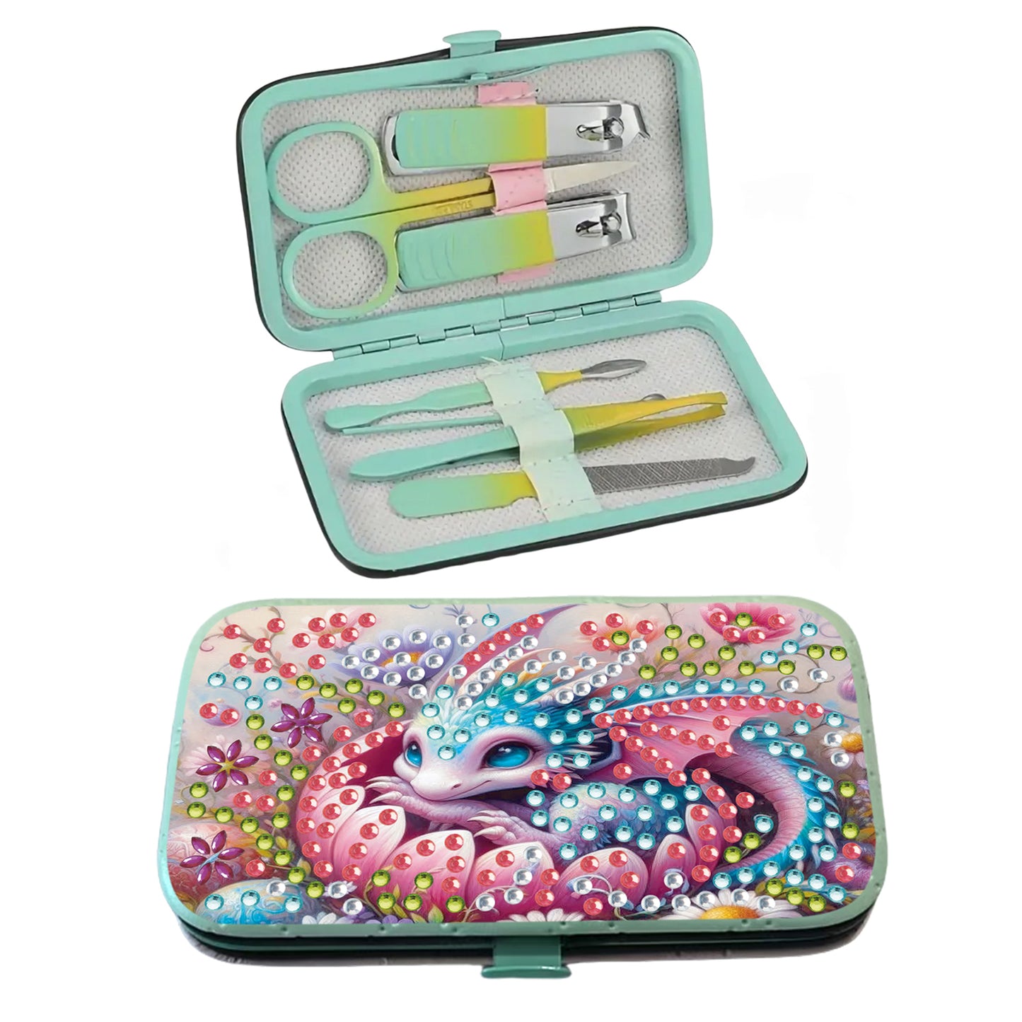 Dinosaur Diamond Painting Nail Art Bag Set Includes 7 Professional Tools