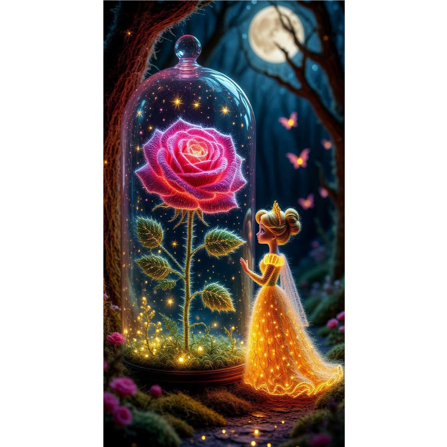 Rose And Girl - Full Round Drill Diamond Painting 40*70CM
