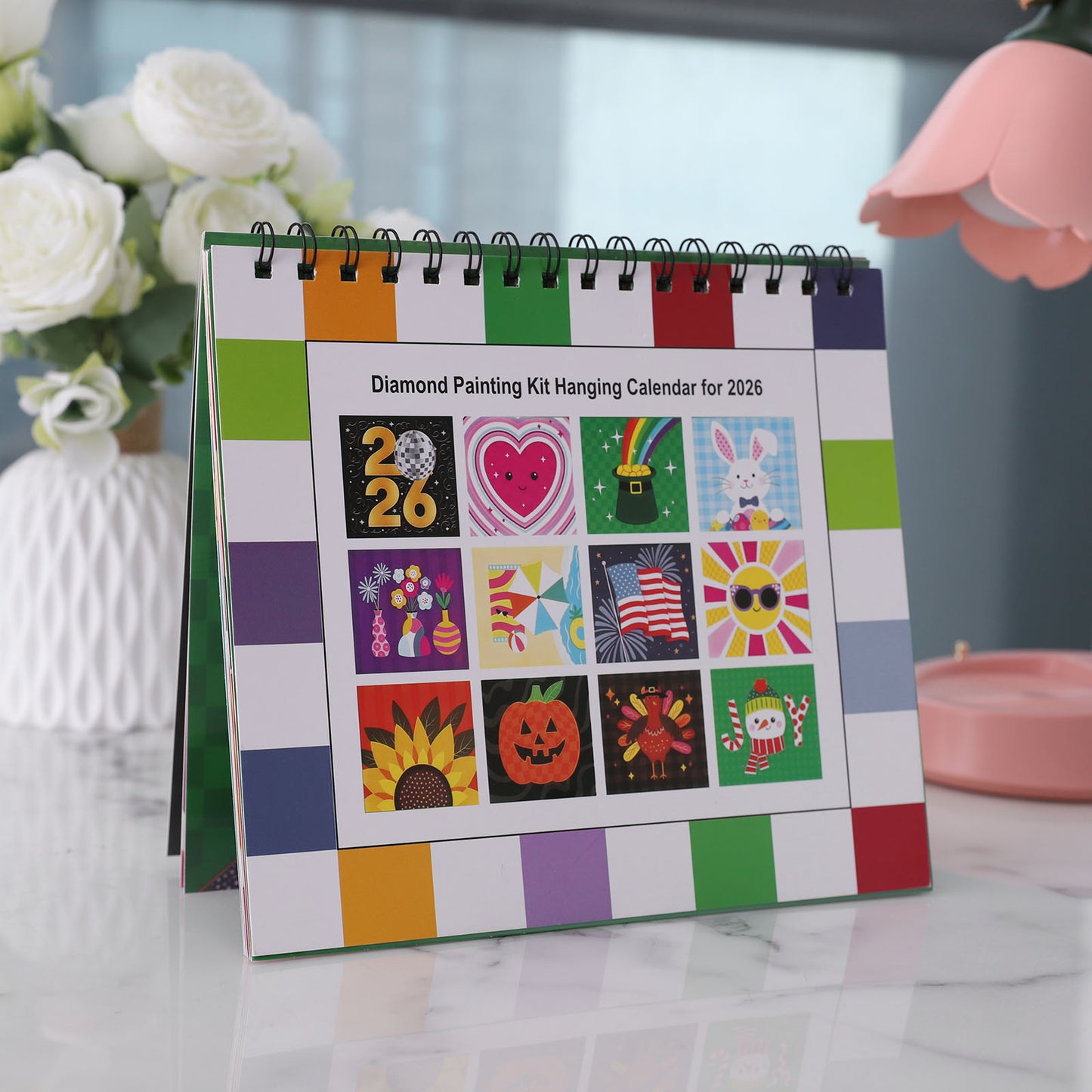 2026 Diamond Art Painting Calendar DIY Wall Calendar 12-Month Flip Wall Calendar