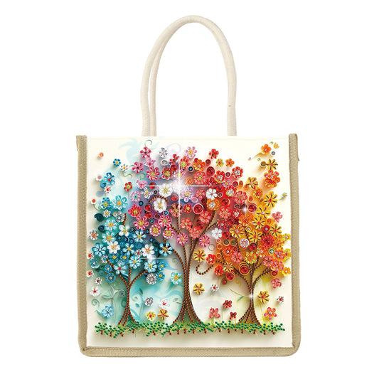 Diamond Painting Shopping Bag Diamond Tote Handbag Partial Drill (Flower Forest)