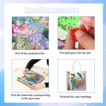 Diamond Painting Shopping Bag Diamond Tote Handbag Partial Drill (Woman)