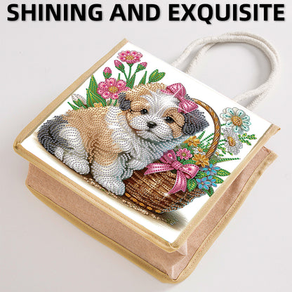 Diamond Painting Shopping Bag Diamond Tote Handbag Partial Drill (Flower Basket)