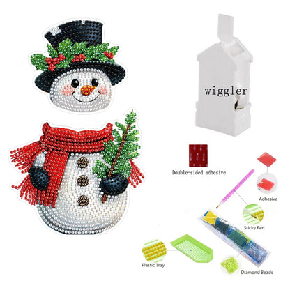 Snowman DIY Acrylic Shaking Head 5D DIY Diamond Art Tabletop Ornament Home Decor