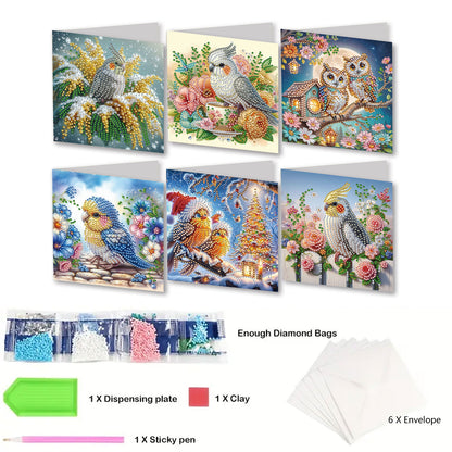 6pcs DIY Diamond Painting Greeting Card Set for Holiday Blessings Christmas Gift