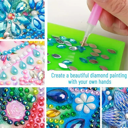 5D Butterfly DIY PU Diamond Painting Notecard Box with 160 Sheets Paper Holder