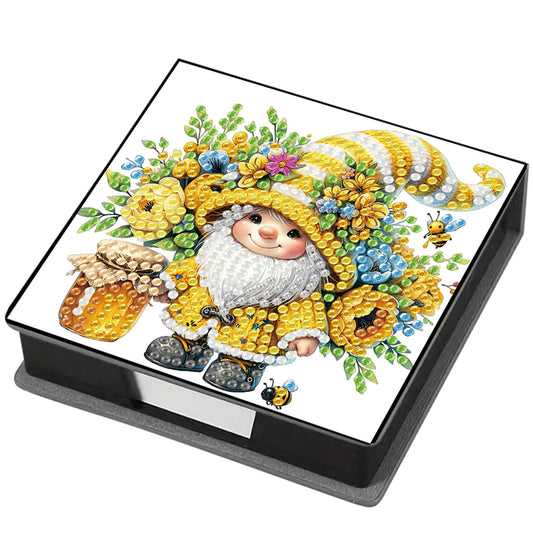 5D Gnome DIY PU Diamond Painting Notecard Box with 160 Sheets Paper Note Holder