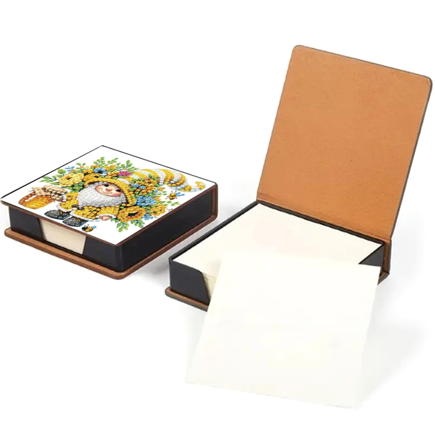 5D Gnome DIY PU Diamond Painting Notecard Box with 160 Sheets Paper Note Holder