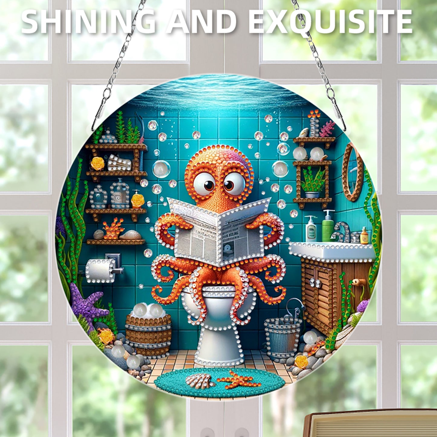 2D Flat DIY Octopus Diamond Art Pendant Double-Sided Diamond Painting Set