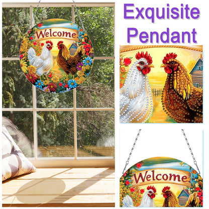 2D Flat DIY Farm Hens Diamond Art Pendant Double-Sided Diamond Painting Set