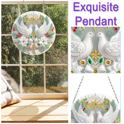 2D Flat DIY Christmas Dove Diamond Art Pendant Double-Sided Diamond Painting Set