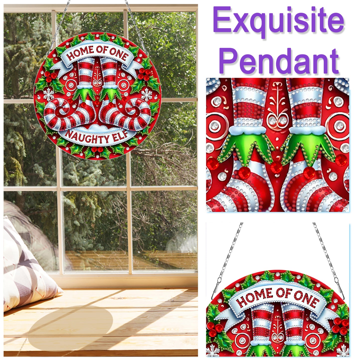 2D Flat DIY Christmas Diamond Art Pendant Double-Sided Diamond Painting Set