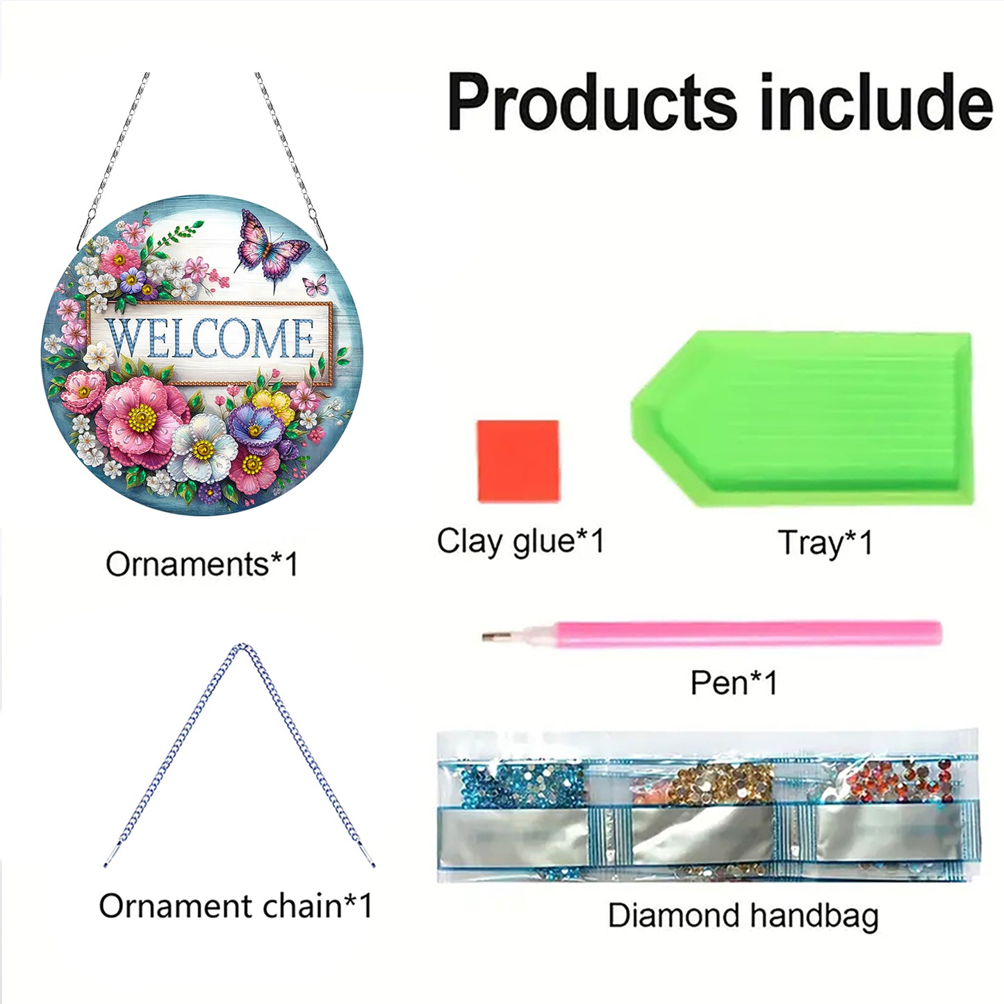 2D Flat DIY Butterfly Diamond Art Pendant Double-Sided Diamond Painting Set