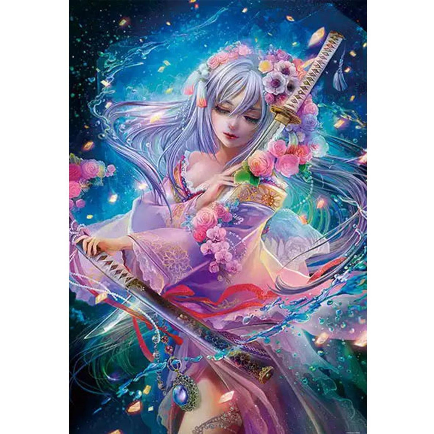 Anime Beauties - 14CT Stamped Cross Stitch 50*69CM (Egyptian cotton)(Xiaobai)