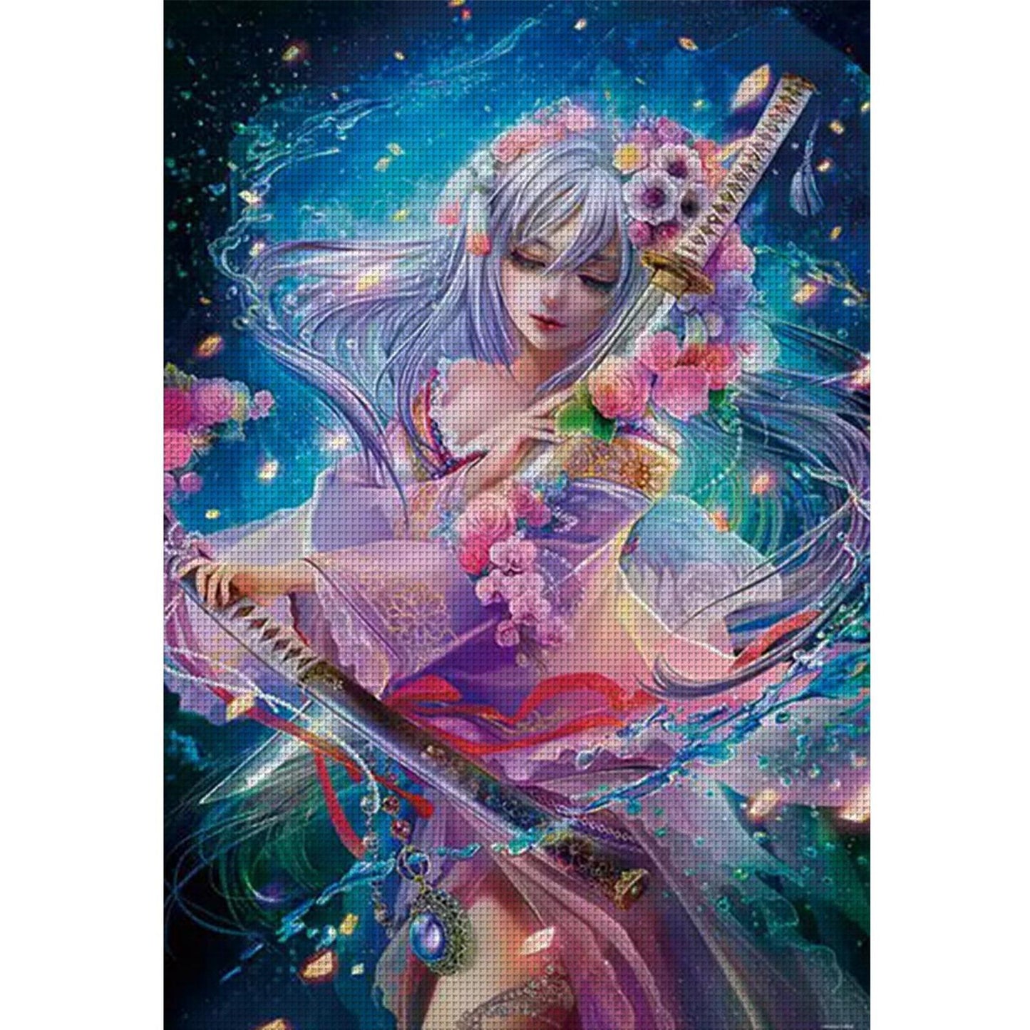 Anime Beauties - 14CT Stamped Cross Stitch 50*69CM (Egyptian cotton)(Xiaobai)