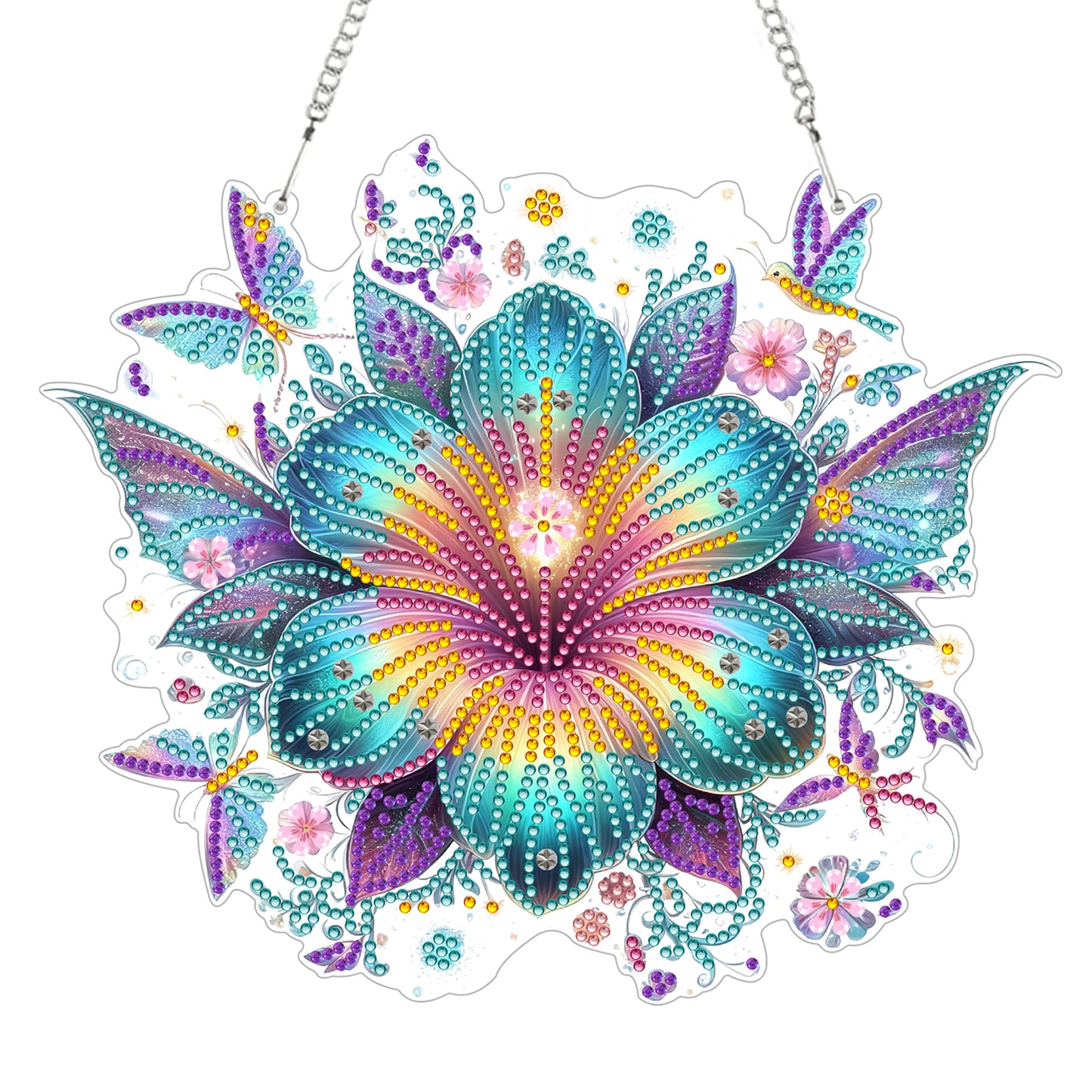 2D Flat DIY Hanging Diamond Art Kits DIY Home Decor Hanging Charm (Flower)