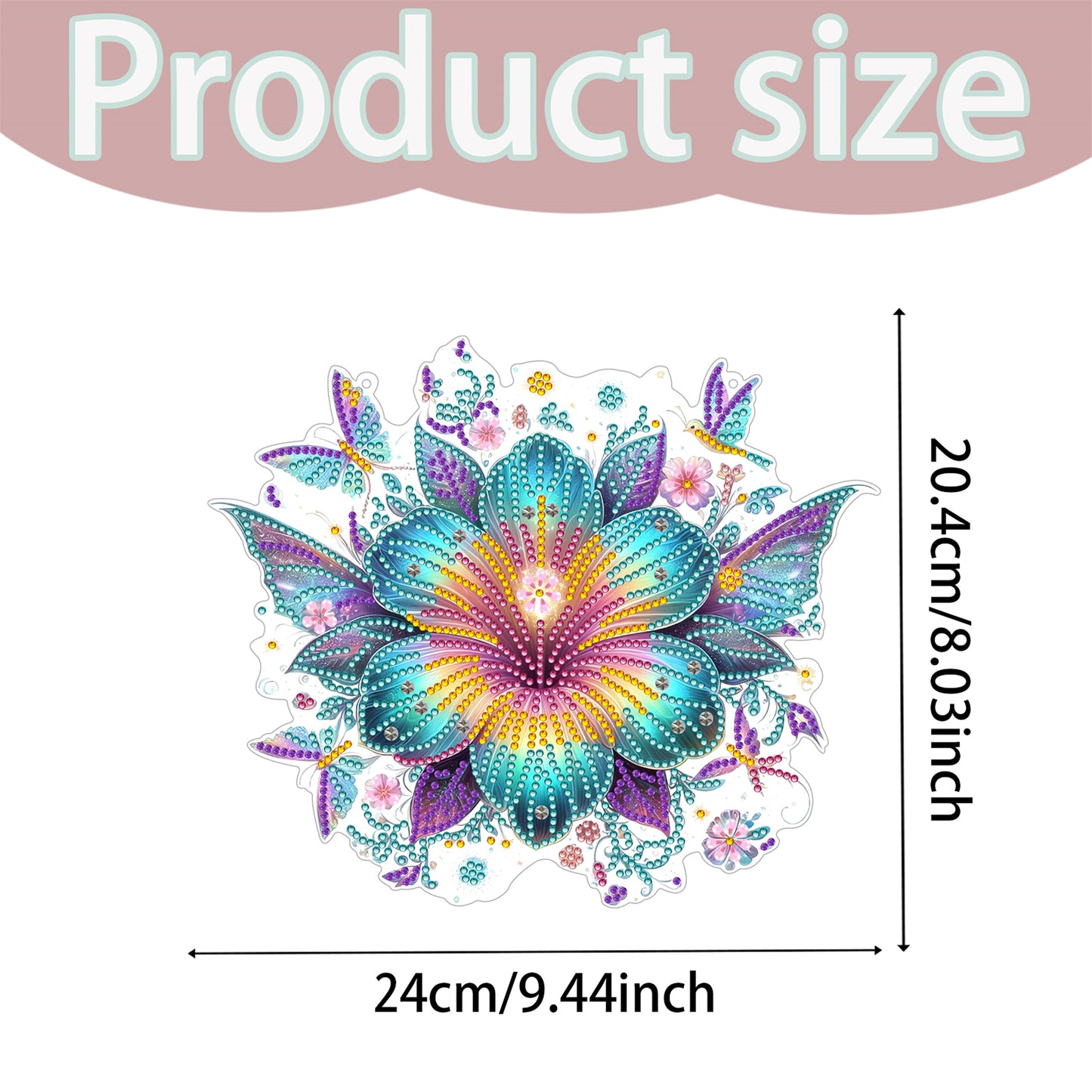2D Flat DIY Hanging Diamond Art Kits DIY Home Decor Hanging Charm (Flower)