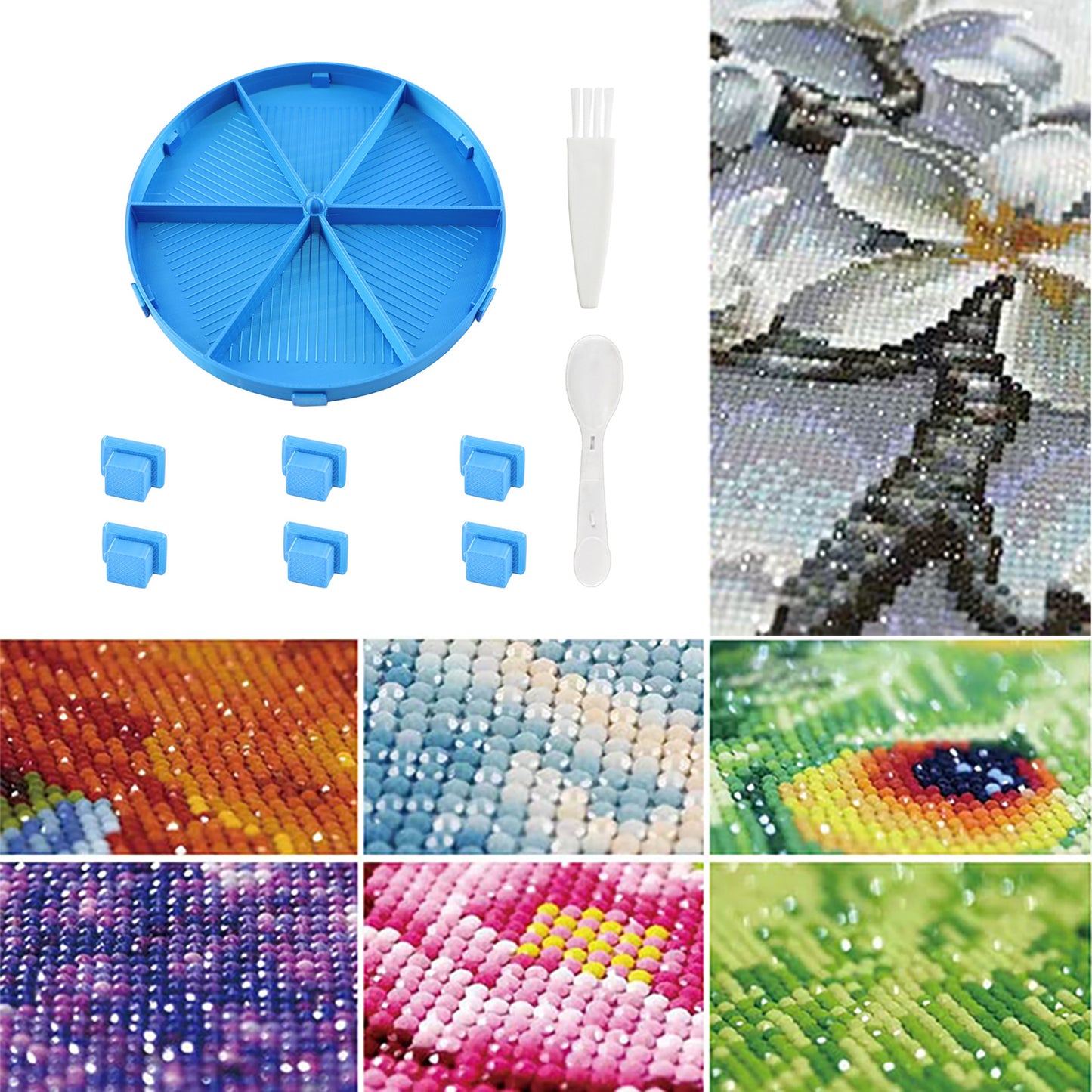 Round Beads Sorting Storage Tray Fully Enclosed Diamond Painting Tools (Blue)