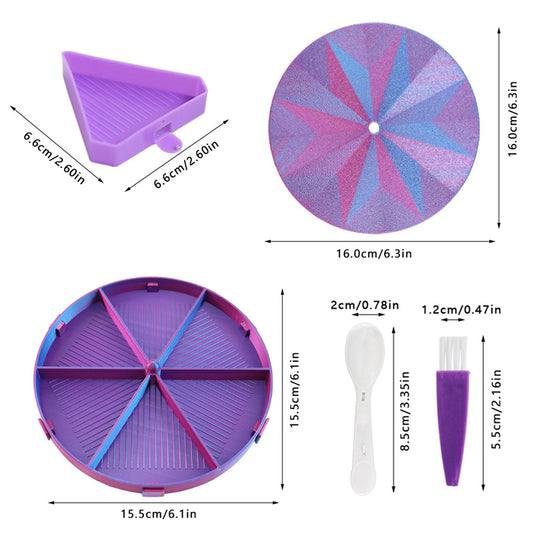 Beads Sorting Storage Tray Round Diamond Painting Tools with Dish (Blue Purple)