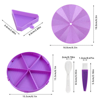Beads Sorting Storage Tray Round Diamond Painting Tools with Dish (Purple)