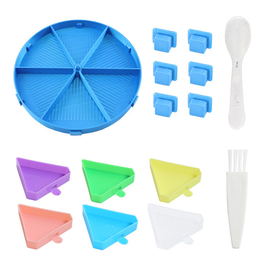 Beads Sorting Storage Tray Round Diamond Painting Tools with Dish (Blue)