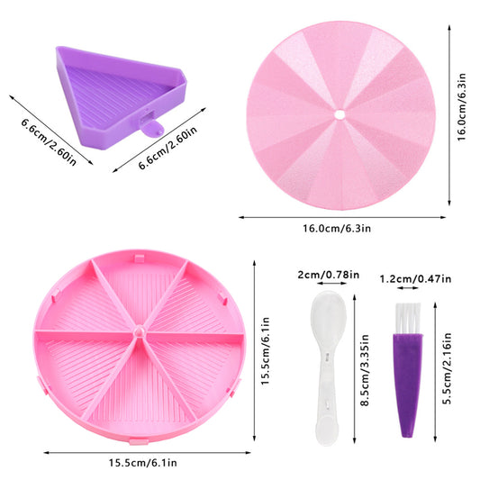 Beads Sorting Storage Tray Round Diamond Painting Tools with Dish (Pink)