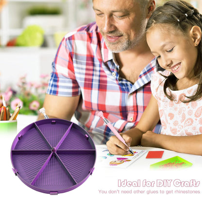 Beads Sorting Storage Tray Diamond Painting Tools with Dish Lid (Black Purple)