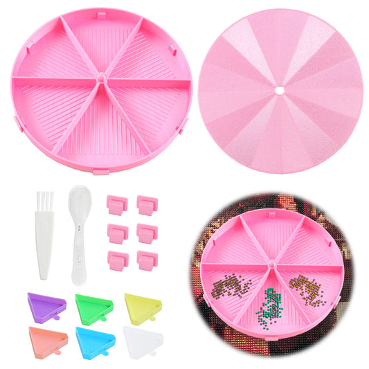 Beads Sorting Storage Tray Fully Enclosed Round Diamond Painting Tools (Pink)